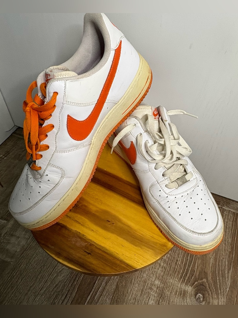 Nike Air Force 1 Low '07 Sz 11 White Orange Blaze Sneakers Athletic Leather